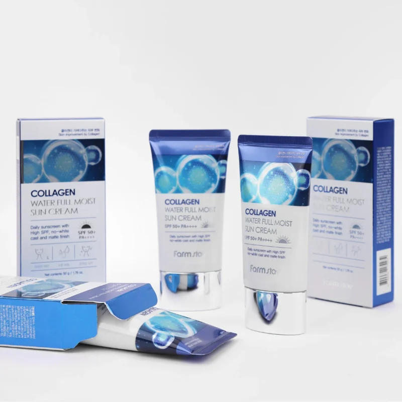 Зволожуючий сонцезахисний крем з колагеном Farmstay Collagen Water Full Moist Sun Cream SPF50+ PA++++