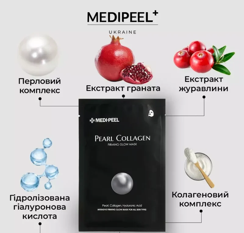 Омолоджуююча тканинна маска для обличчя з перлами та колагеном MEDI-PEEL Pearl Collagen Firming Glow Mask