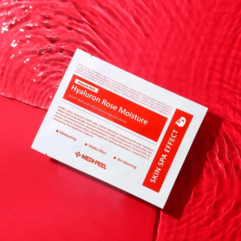 Тканинна ампульна зволожувальна маска з екстрактом троянди MEDIPEEL Hyaluron Rose Moisture Ampoule Mask