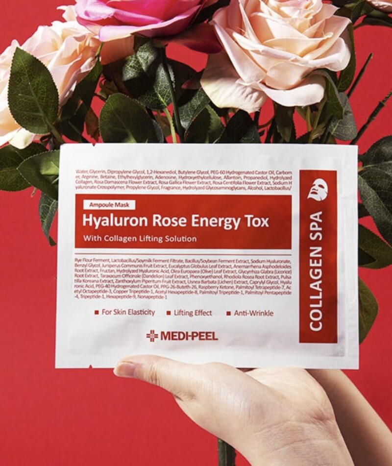 Тканинна ампульна зволожувальна маска з екстрактом троянди MEDIPEEL Hyaluron Rose Moisture Ampoule Mask
