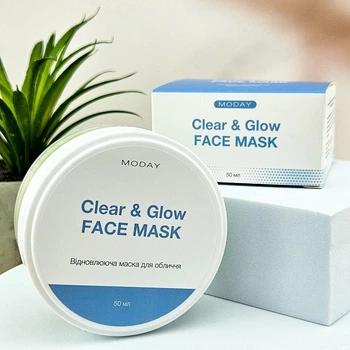 Відновлююча маска-антистрес для обличчя MODAY Clear & Glow FACE MASK на основі цинку та азелаїнової кислоти 50 мл