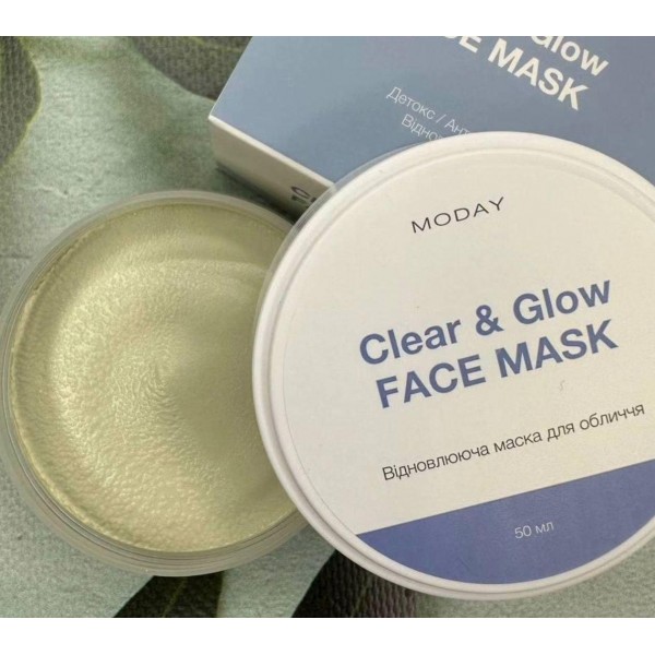 Відновлююча маска-антистрес для обличчя MODAY Clear & Glow FACE MASK на основі цинку та азелаїнової кислоти 50 мл