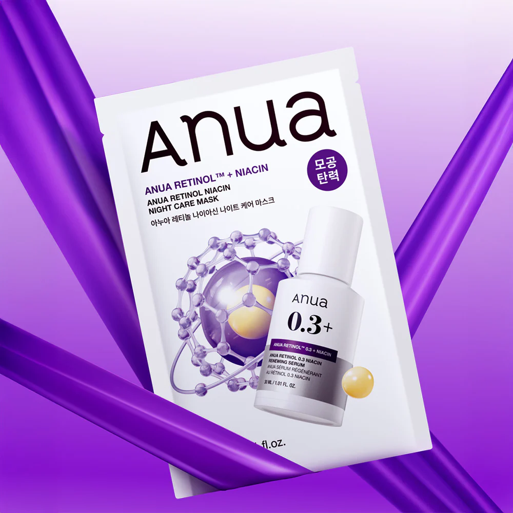 Нічна тканинна маска з ретинолом і ніацинамідом ANUA Retinol Niacin Night Care Mask 24ml