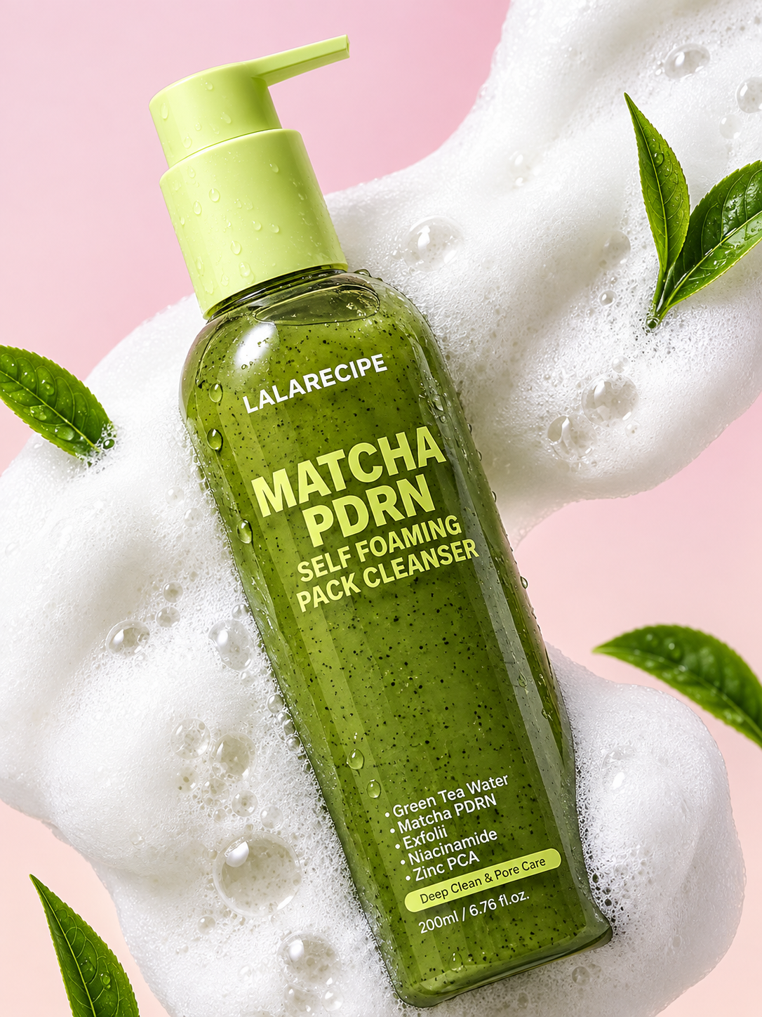 Пінка для вмивання з Матчею LALARECIPE Matcha PDRN self foaming pack cleaner 200ml