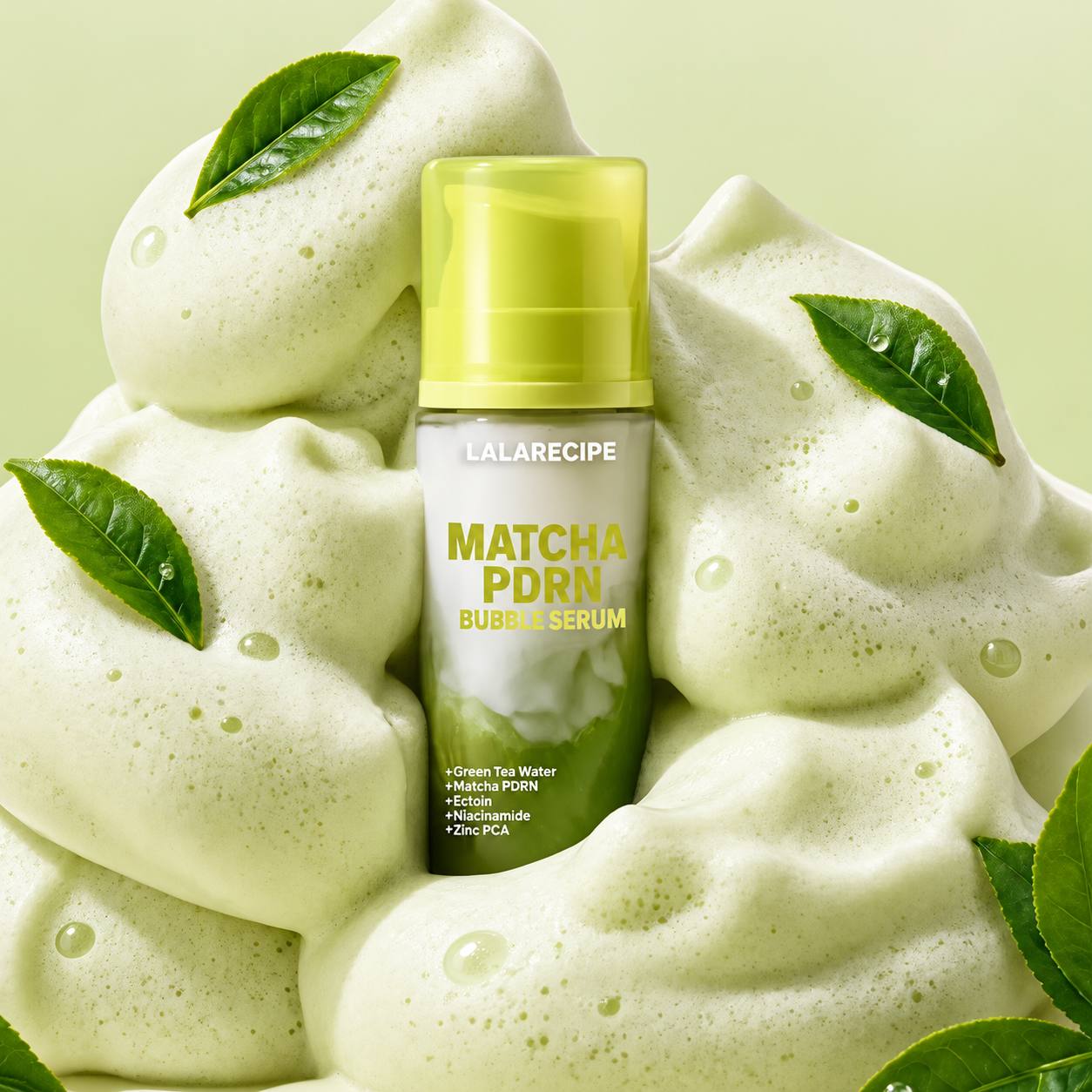Бульбашкова сироватка для обличчя з матчею LALARECIPE Matcha PDRN Bubble serum 95ml